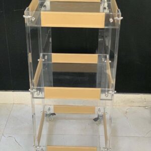 Clear Acrylic & Beige 3-Tier Rolling Cart – Elegant Storage for Home & Office