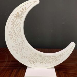White Wooden Crescent Moon Ramadan Decor