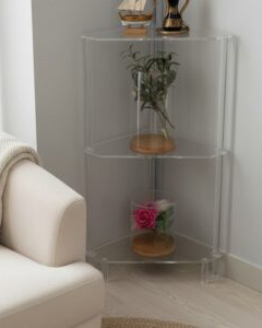 Acrylic Corner Shelf – 2-Tier Storage Unit