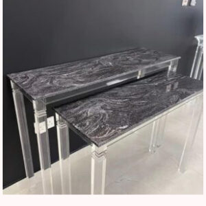 Black Marble Console Set with Acrylic Legs
