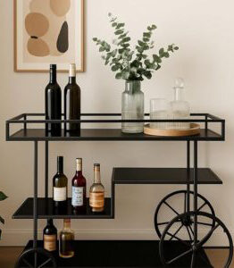 Heavy-Duty Buffet Trolley, 3-Tier, Adjustable Finish