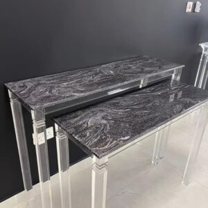 Black Marble Console Set with Acrylic Legs