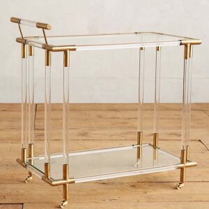 Luxury Clear Acrylic & Gold Bar Trolley – 100x90x40 cm
