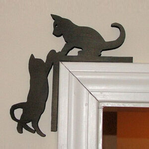 Black Acrylic Cat Door Corner Wall Art