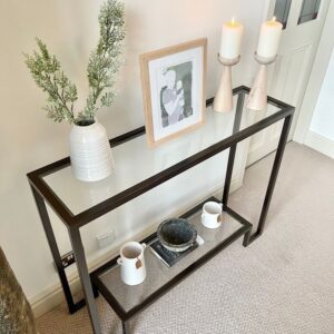 Modern Black Metal & Clear Acrylic Console Table – 120x40x80 cm