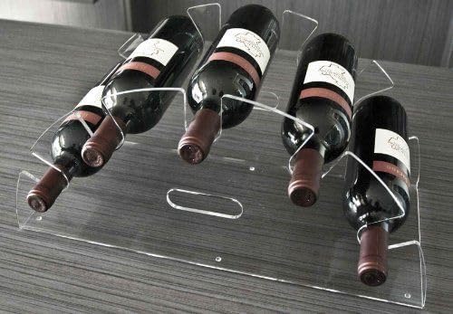Clear Acrylic Angled Wine Bottle Rack – 5-Bottle Display Stand, 6mm ...