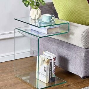 Clear Acrylic C-Shaped Side Table – 30x30x60 cm Modern Sofa & Bedside Stand