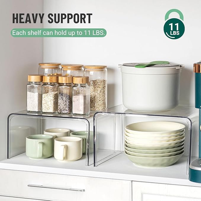 Storage Rack Clear Clear Acrylic Kitchen Shelf Organizer – Set of 4 Stackable Storage ...