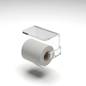 Clear Acrylic Wall-Mounted Toilet Paper Holder with Shelf – 10x5x10 cm