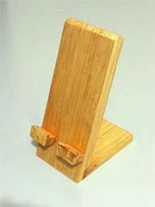 Compact Wooden Phone Stand – Natural Wood Riser for Desk & Bedside (10.7x7.3x17.7 cm)