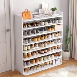 White Wooden Shoe Cabinet – 10-Tier Freestanding Organizer, Modern Entryway Storage Rack (102x26x120 cm)