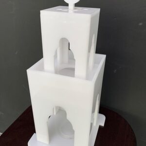 Elegant White Acrylic Ramadan Lantern – Islamic Decorative Tabletop Piece with Crescent Moon, 13×13×33 cm