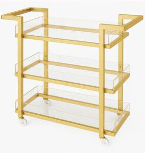 Elegant 3-Tier Gold & Acrylic Serving Trolley – 85×80×40 cm