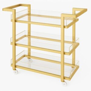 Elegant 3-Tier Gold & Acrylic Serving Trolley – 85×80×40 cm