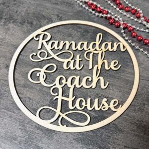 Beige Wooden Ramadan Script Wall Plaque – 20 × 20 cm