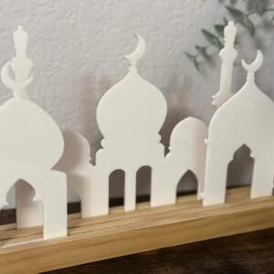 White Acrylic Ramadan Mosque Décor Set – 3 Pieces