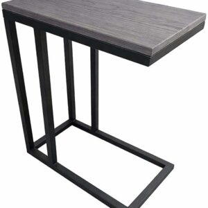 Modern C-Shaped Side Table – Dark Grey Wooden Top