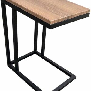 Modern C-Shaped Side Table – Natural Wooden Top