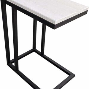 Modern C-Shaped Side Table – White Wooden Top
