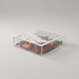 Ramadan White Acrylic Gift Box with Crescent Design.