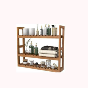 3-Tier Wooden Shelf Organizer – Brown, 60×15×54 cm