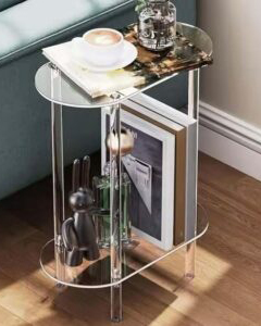 Clear Acrylic Side Table with Storage – Modern Minimalist Design, 40×20×50 cm