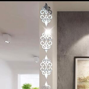 10PCS Silver 3D Acrylic Mirror Wall Stickers – Geometric Décor, 7x7 cm