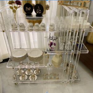 Modern Clear Acrylic Multi-Tier Side Table – 40×90×50 cm .