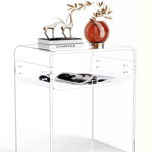 Clear Acrylic 2-Tier Side Table – Modern Nightstand .
