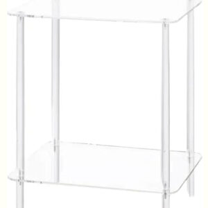Clear Acrylic 2-Tier Side Table, Compact Modern Design .