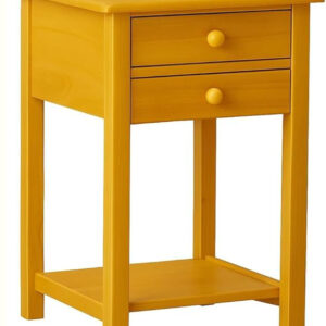 Gold Wooden End Table with 2 Drawers & Shelf – 45x45x65 cm .