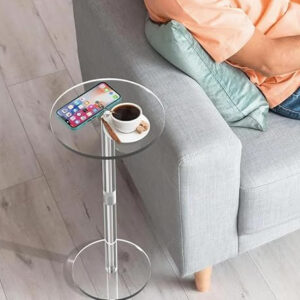 Clear Acrylic Round Side Table – Compact Modern Design .