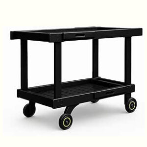 Black Wooden Outdoor Bar Cart with Wheels – 120x59x84 cm .