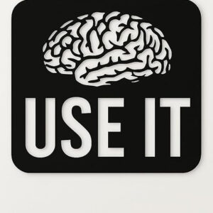 Modern Black Acrylic Wall Art – Use It Brain Design, 35x35 cm.