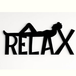 RELAX Black Acrylic Wall Art with Silhouette – 40x50 cm Modern Home Decor .