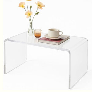 Clear Acrylic Side Table with Open Design – Modern End Table for Bedroom or Living Room, 30×30×65 cm .