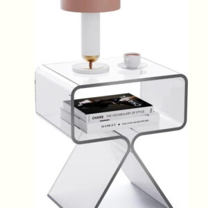 Clear Acrylic Nightstand with Shelf .