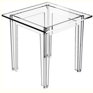 Clear Acrylic Side Table – 55×55×55 cm .