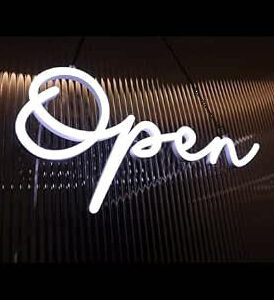 Horoof Home LED Open for Business ? 50x22.5cm Acrylic Neon Light, Bright White Glow, USB Powered, Easy to Hang for Shop, Caf, Bar, Salon, Restaurant Window Display.
