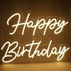 Horoof Home Happy Birthday Neon ? 56 x 40 cm Warm White LED Light, Acrylic Wall Sign with Hanging Chain, Party Decoration for Birthday Celebrations ? 1.2 cm Thick .