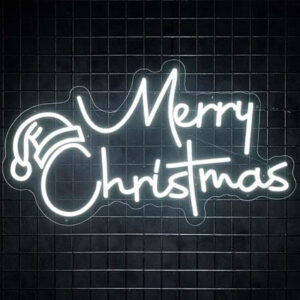 Horoof Home Merry Christmas Neon ? White LED Wall Light, 60x38cm Acrylic Dcor, Holiday Party Decoration for Home, Window, Office and Events.