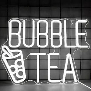 Horoof Home Bubble Tea Neon ? 38x30 cm Warm White LED Light ? Acrylic Wall Decor for Boba Shops, Cafes, Kitchens, and Bubble Tea Lovers.