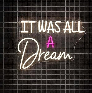 Horoof Home ?It Was All A Dream? Neon ? Multicolor LED Wall Light (58x40cm), Acrylic Decor with White, Pink and white Text for Bedroom, Events, or Lounge .