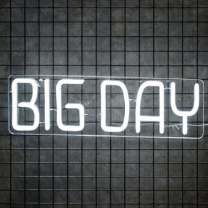 Horoof Home BIG DAY Neon ? Warm White LED Light, 30x10 cm Acrylic Wall Decor ? Minimalist for Desk, Celebration, or Home Decor.
