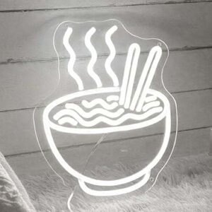 Horoof Home Ramen Bowl Neon ? 30x25cm White LED Wall Light, Acrylic Snack Neon for Kitchen, Restaurant, Bar, Caf, Home Dcor,